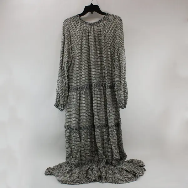Old Navy Women's Floral Maxi Dress XXL Black White Beige Long Sleeve