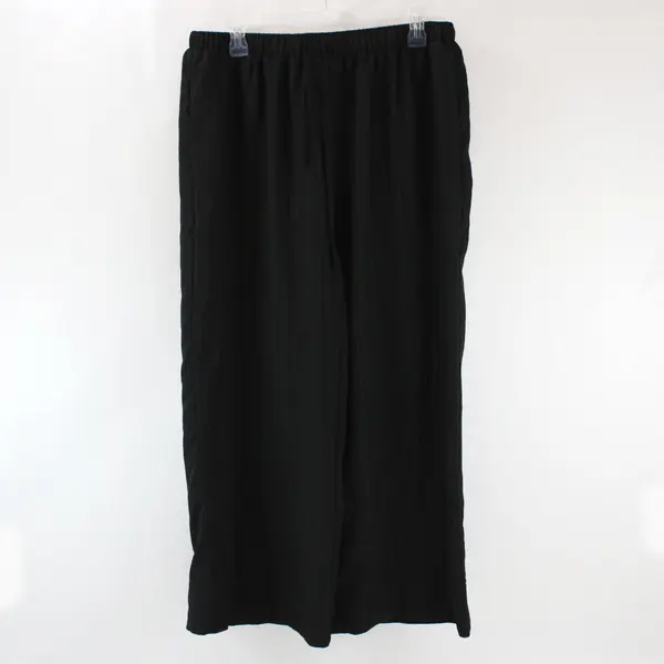 Women's Black Flowy Drawstring Pants XL Relaxed Fit