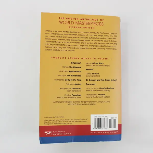 Norton Anthology of World Masterpieces 7th Ed Vol 1 1999 Sarah N Lawall FLAWED