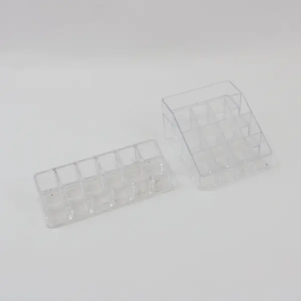 Lot of 2 Clear Acrylic Compartment Organizer Trays Cosmetic Jewelry