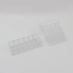Lot of 2 Clear Acrylic Compartment Organizer Trays Cosmetic Jewelry