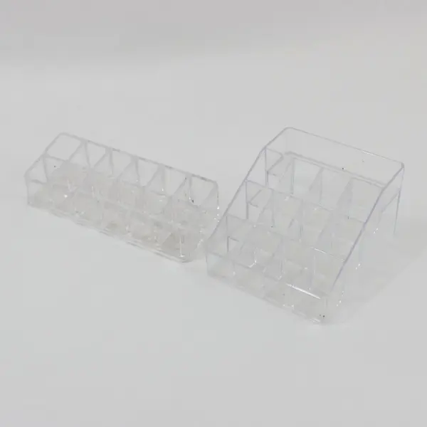 Lot of 2 Clear Acrylic Compartment Organizer Trays Cosmetic Jewelry