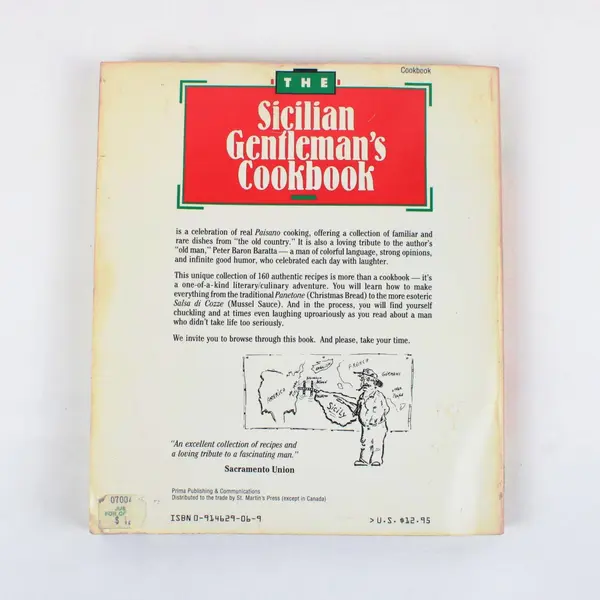 Vintage The Sicilian Gentleman's Cookbook by Don Baratta 1988 Paperback Edition