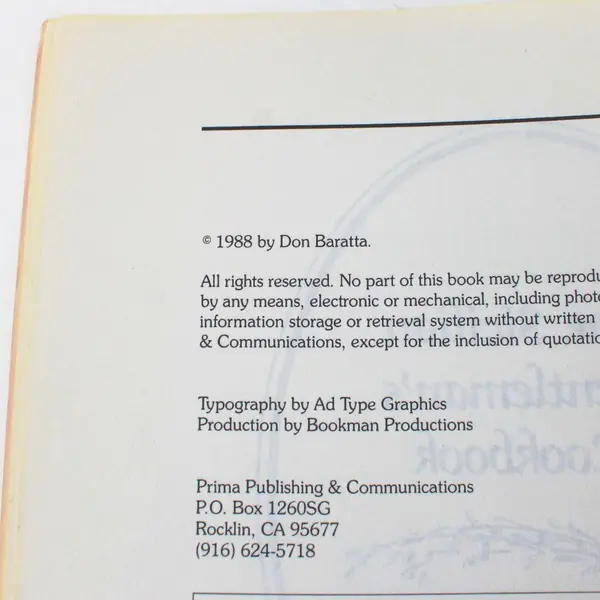 Vintage The Sicilian Gentleman's Cookbook by Don Baratta 1988 Paperback Edition