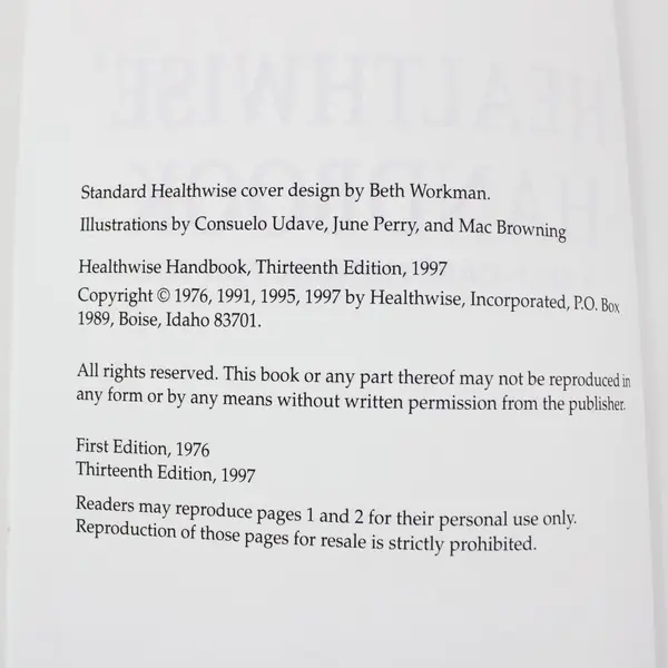 Healthwise Handbook: A Self-Care Manual For You 1997 PB Healthwise Publication 