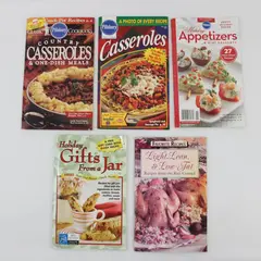Lot of 5 Pillsbury Cookbooks Casseroles Appetizers Gifts From a Jar Rice Council