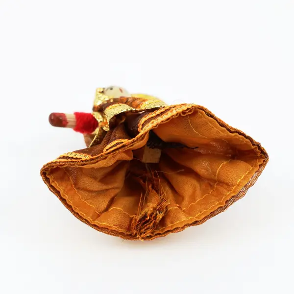 Rajasthani Woman Folk Puppet Doll Keychain, 4" Tall Collectible 