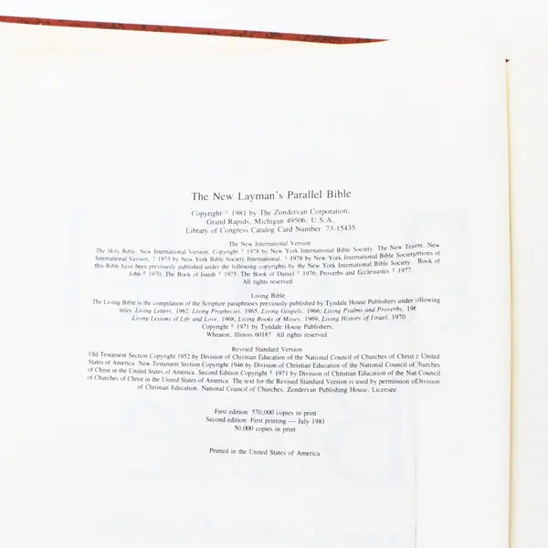 Zondervan The New Layman's Parallel Bible Hardcover KJV Multiple Translations