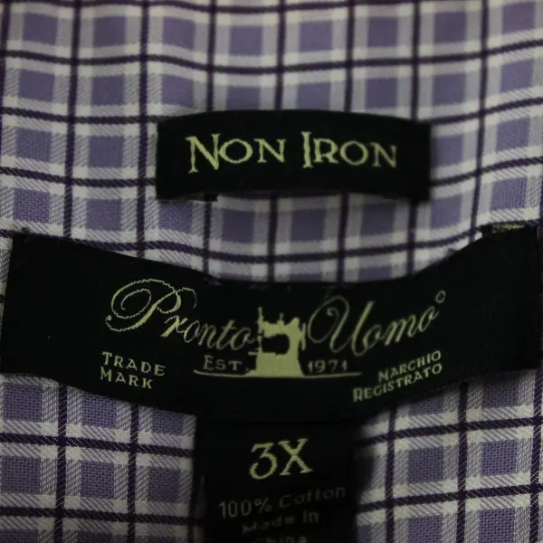 Pronto Uomo Men's 3X Lavender Purple Plaid Button-Up Shirt