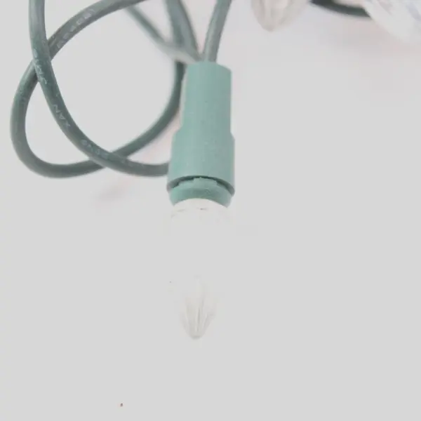 Novelty LED Christmas String Lights Clear Bulbs Green Wire Untested