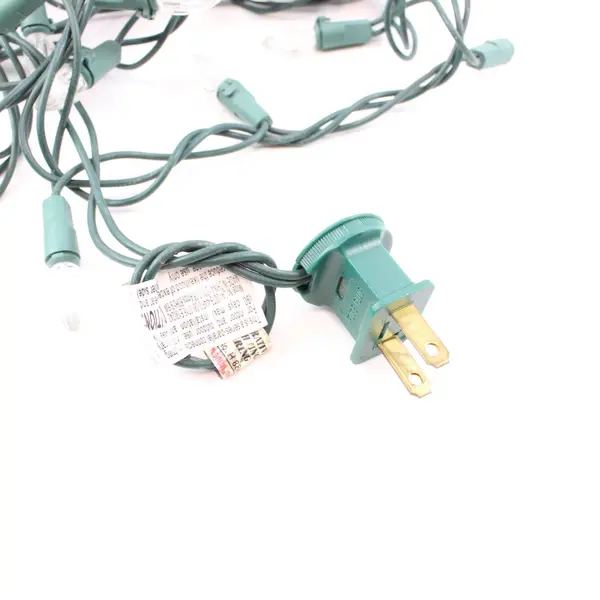 Novelty LED Christmas String Lights Clear Bulbs Green Wire Untested