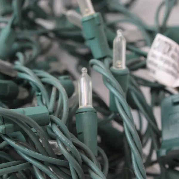 GE Clear Christmas String Lights 100 Count Green Wire Tested Working