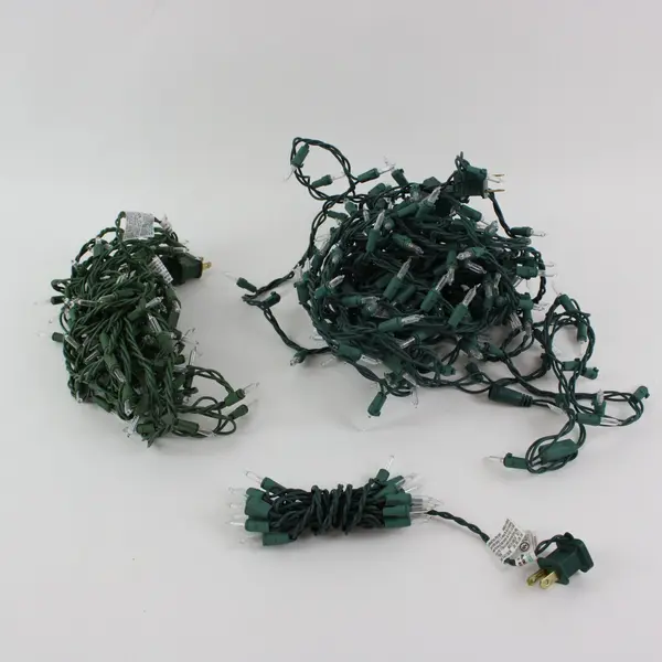 Bagged LED Christmas String Lights Green Wire Tested Working