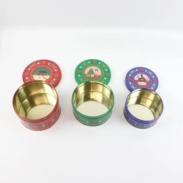 Current Christmas Vintage Nested Set of 3 Red Green Blue Storage Tins 6002-5
