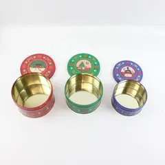Current Christmas Vintage Nested Set of 3 Red Green Blue Storage Tins 6002-5