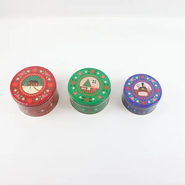 Current Christmas Vintage Nested Set of 3 Red Green Blue Storage Tins 6002-5