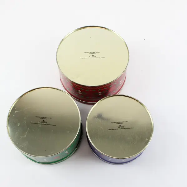 Current Christmas Vintage Nested Set of 3 Red Green Blue Storage Tins 6002-5