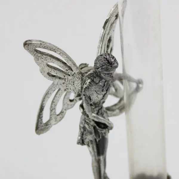 Metzke 1993 Pewter Winged Fairy Figurine Glass Bud Vase