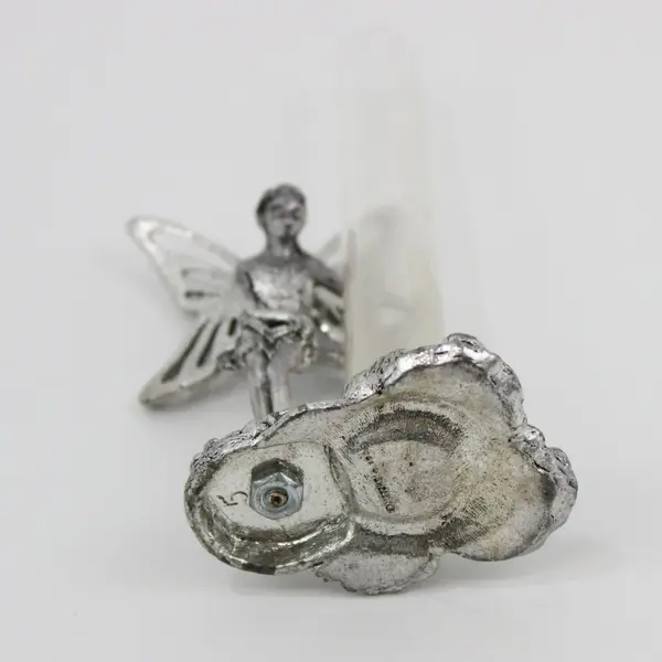 Metzke 1993 Pewter Winged Fairy Figurine Glass Bud Vase