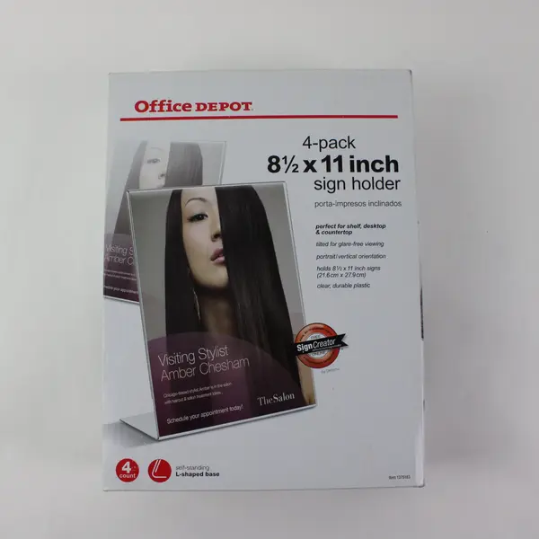 Office Depot SignCreator Slanted Sign Holders Vertical 11 x 8.5 4-Pack