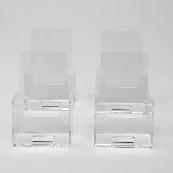 Set of 4 Small Clear Acrylic Display Stands Easel Holders 5x3x4"