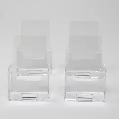 Set of 4 Small Clear Acrylic Display Stands Easel Holders 5x3x4"