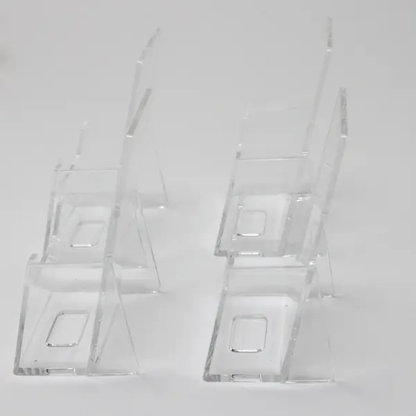 Set of 4 Small Clear Acrylic Display Stands Easel Holders 5x3x4"
