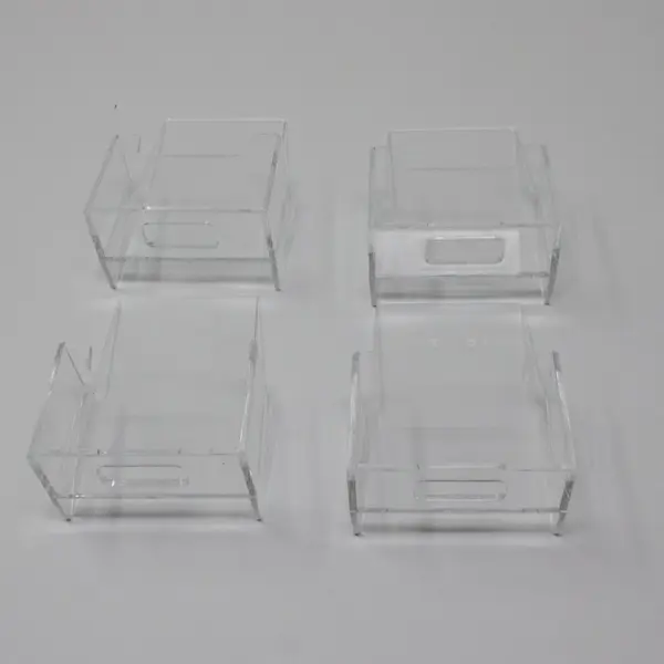 Set of 4 Small Clear Acrylic Display Stands Easel Holders 5x3x4"