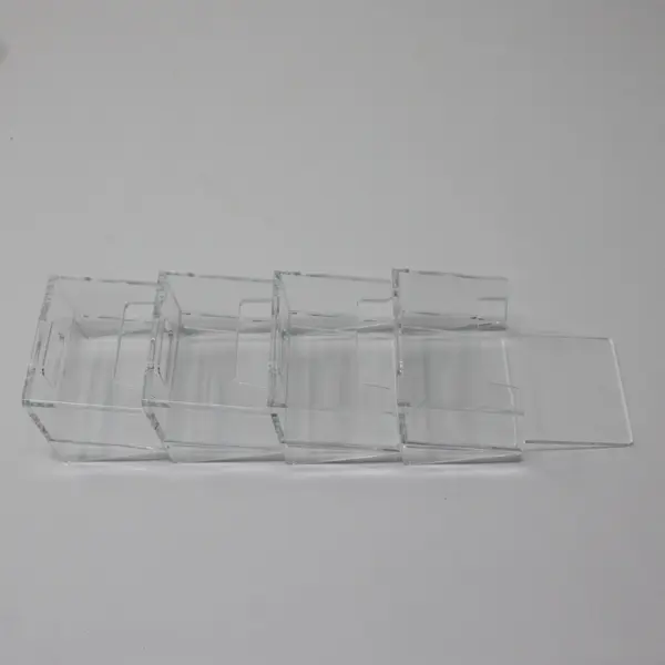 Set of 4 Small Clear Acrylic Display Stands Easel Holders 5x3x4"