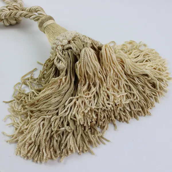 Cream Rope Tassel Curtain Tiebacks Set of 2 Drapery