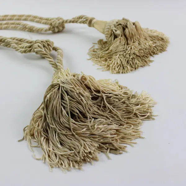 Cream Rope Tassel Curtain Tiebacks Set of 2 Drapery