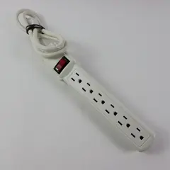 6-Outlet Power Strip Surge Protector White Power Switch Attached Cord