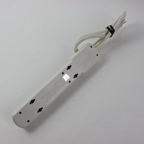 6-Outlet Power Strip Surge Protector White Power Switch Attached Cord