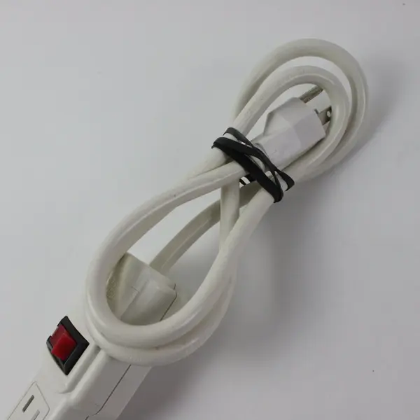 6-Outlet Power Strip Surge Protector White Power Switch Attached Cord