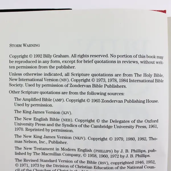 Storm Warning by Billy Graham Christian Nonfiction Book