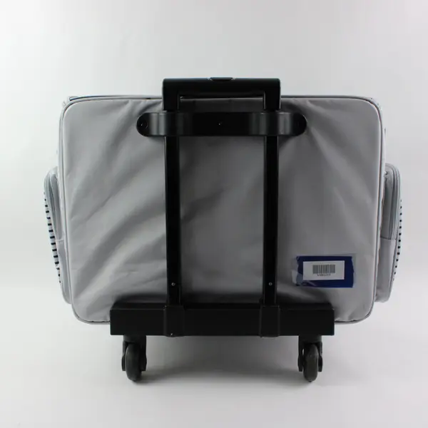 Grey Blue Striped Rolling Cooler Bag Wheeled Food Beverage Carrier