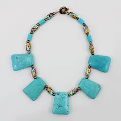 Chunky Turquoise-Tone Beaded Statement Necklace 17 in Toggle