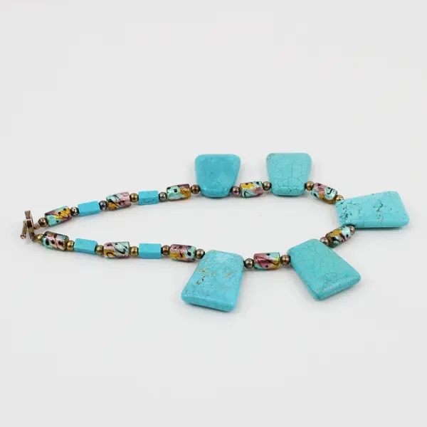 Chunky Turquoise-Tone Beaded Statement Necklace 17 in Toggle