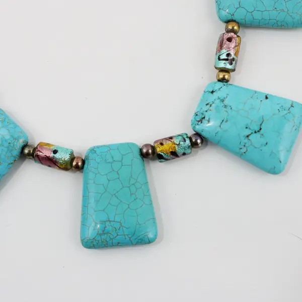 Chunky Turquoise-Tone Beaded Statement Necklace 17 in Toggle