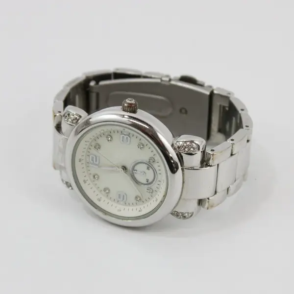 Women's MOP Dial Silver Tone Bracelet Watch Rhinestones FMDJPS002