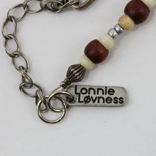 Lonnie Lovness Brown Spotted Shell Pendant Beaded Necklace 18 Inch Boho