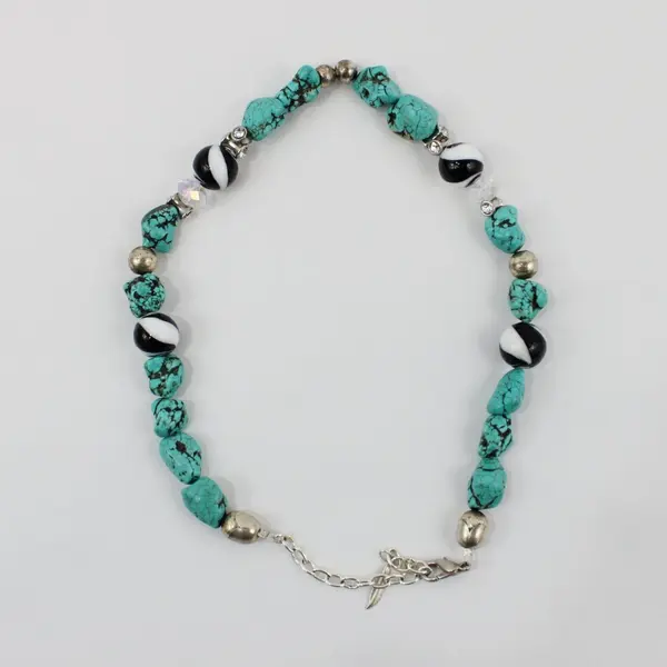 Turquoise Nugget Beaded Necklace 19in Blue Matrix Accent Beads