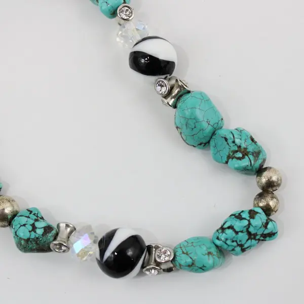 Turquoise Nugget Beaded Necklace 19in Blue Matrix Accent Beads