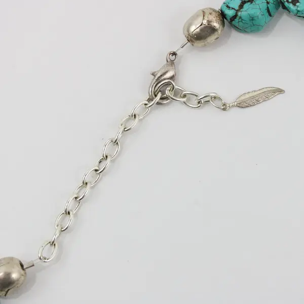 Turquoise Nugget Beaded Necklace 19in Blue Matrix Accent Beads