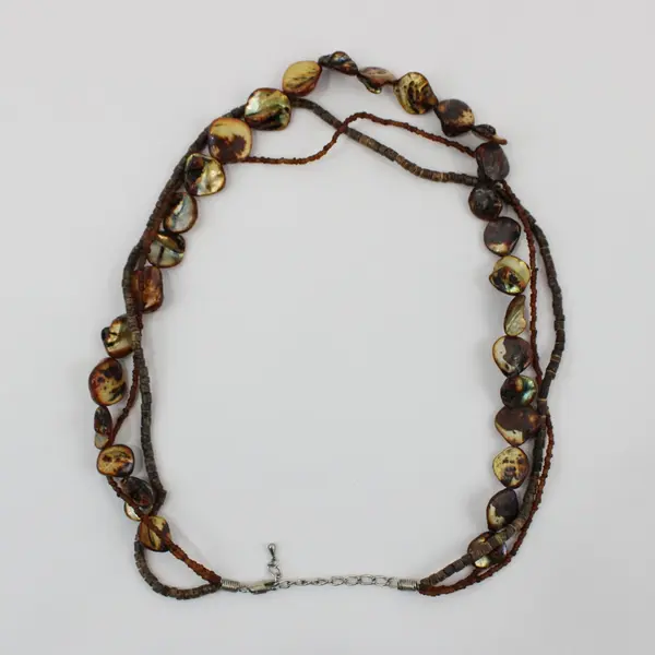 Brown Shell Seed Bead Boho Multi-Strand Necklace 22 Inch