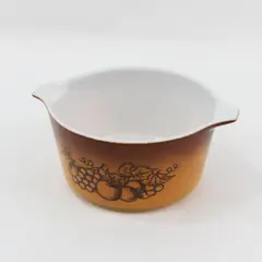 Vintage Pyrex Old Orchard Casserole Dish Brown Fruit Pattern 473