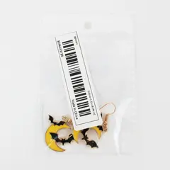 Pair Enamel Bat & Moon Dangle Earrings