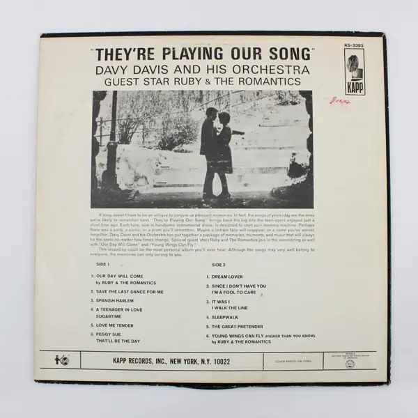 Kapp They're Playing Our Song Davy Davis & His Orchestra 12" Vinyl Record