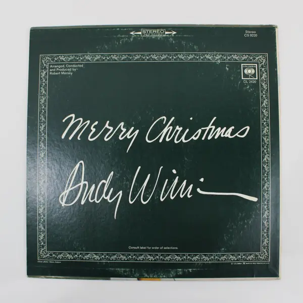 Andy Williams Merry Christmas Columbia CS 9220 12" Vinyl LP