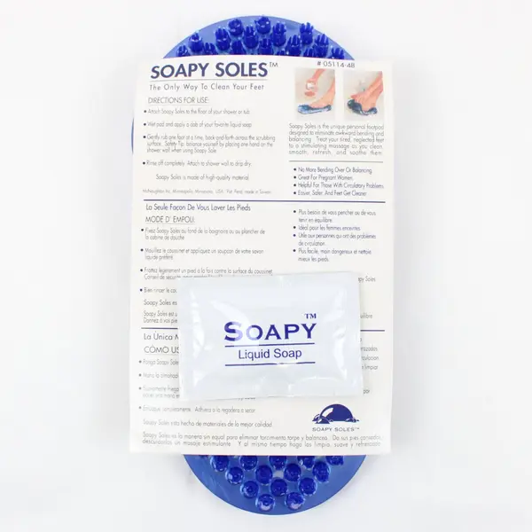 Soapy Soles Foot Massage Mat Bath Shower Blue Non-Slip